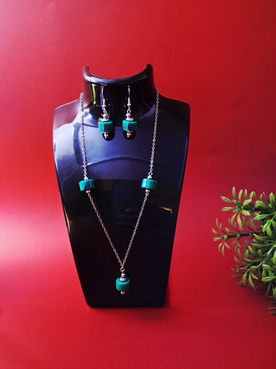 Stainless steel and Acrylic beads handmade chain and earrings