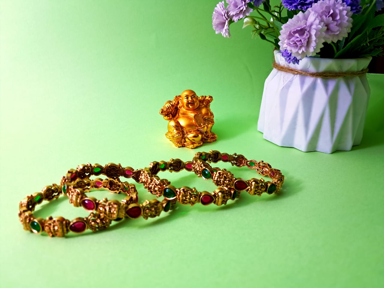 Traditional Ruby-Green colour  Bangles
