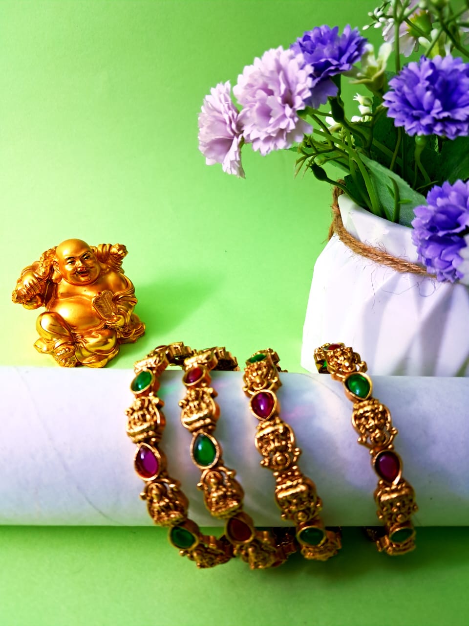 Traditional Ruby-Green colour  Bangles