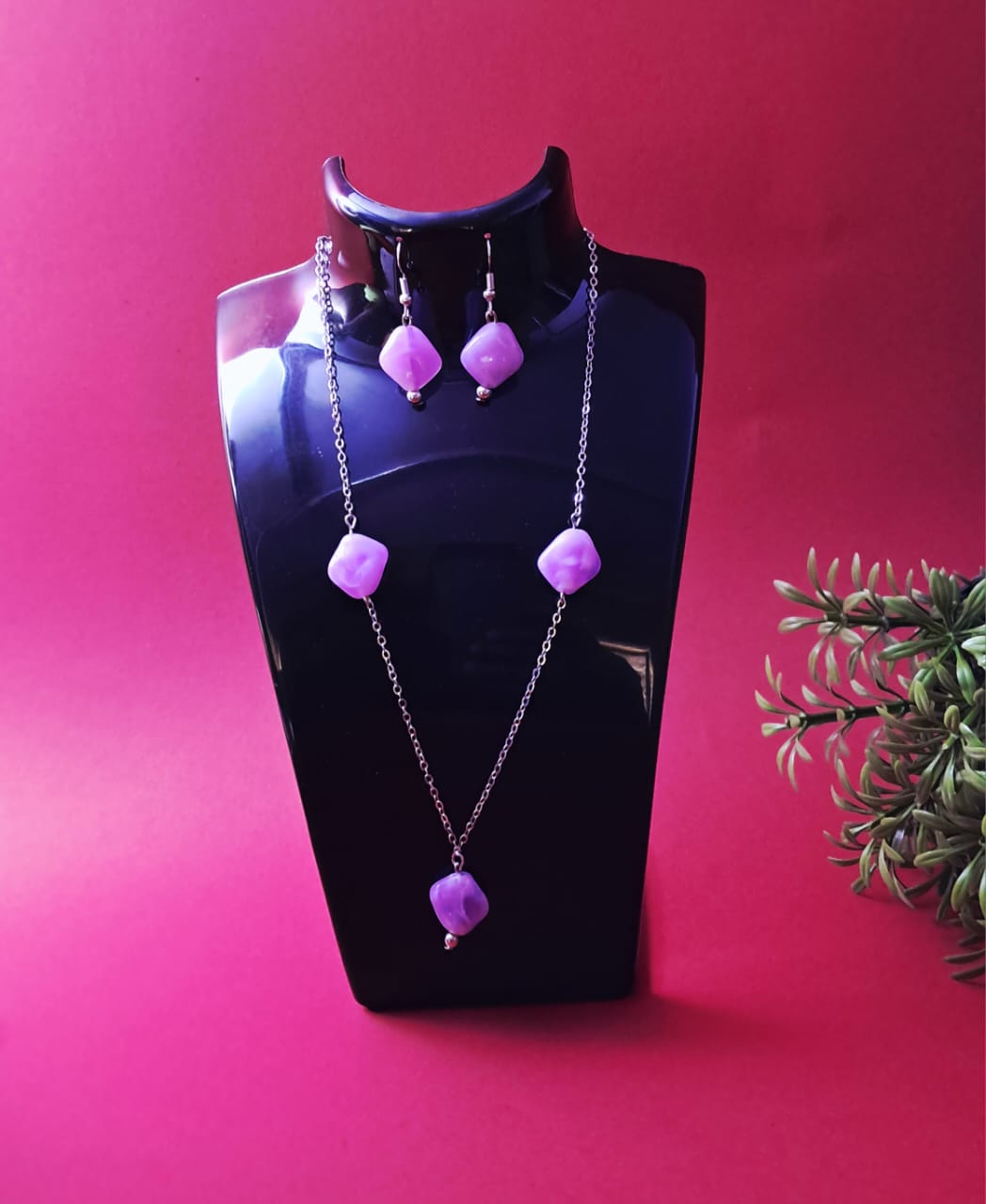 Stainless steel and Acrylic beads handmade chain and earrings